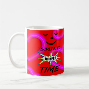 Lächeln Sie Kaffeezeit mit Liebe Hört Kaffeetasse