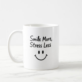 Lächeln Sie noch mehr, drücken Sie weniger Doodle- Kaffeetasse