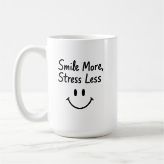Lächeln Sie noch mehr, drücken Sie weniger Doodle- Kaffeetasse