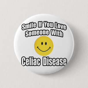 Lächeln Sie, wenn Sie jemanden mit Celiac-Krankhei Button