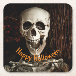 Lächeln Skeleton Halloween Paper Rechteckiger Pappuntersetzer