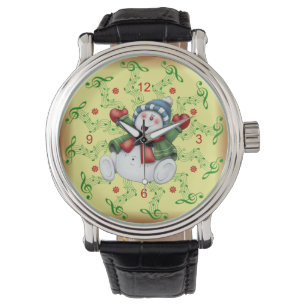 Lächeln Snowman ~ Musical Scrolls ~ Weihnachten ~ Armbanduhr