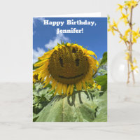 Lächeln Sonnenblumen Foto Custom Message Geburtsta