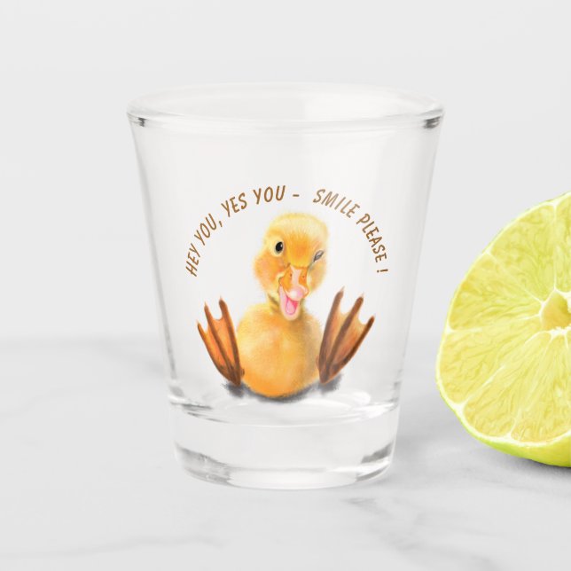 Lächeln Spaß am Gelben Duck Wink Shot Glas Lächeln (Vorderseite)