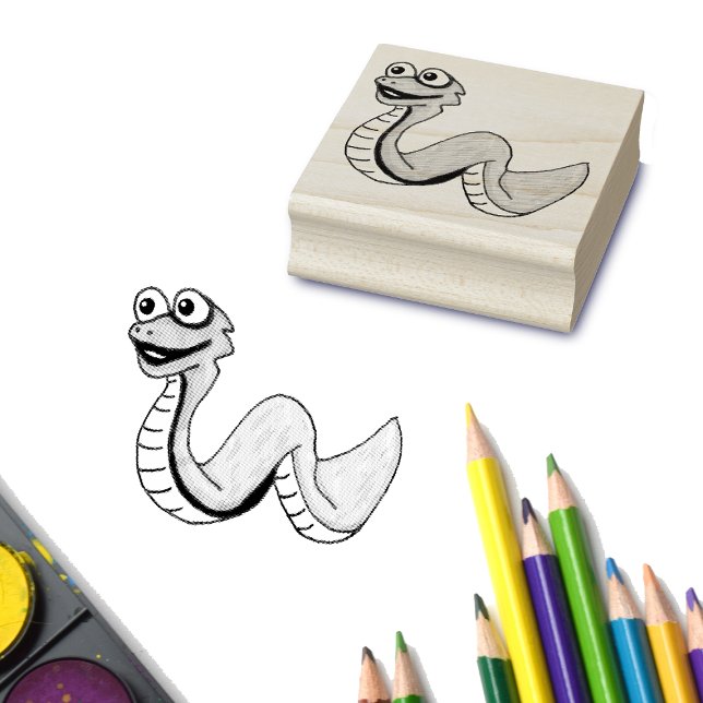 Lächeln Spaß Cartoon Schlange Illustration Big Eye Gummistempel (Von Creator hochgeladen)