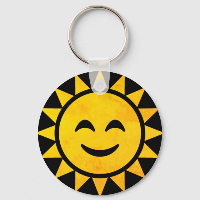 Lächeln Sun Emoji Schlüsselanhänger (Vorderseite)