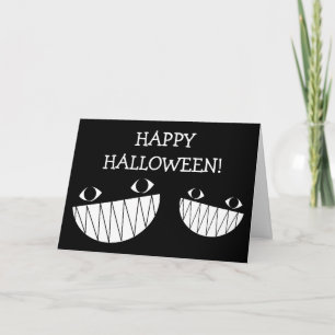 Lächeln und Augen, schwarze Halloween-Grußkarte Karte