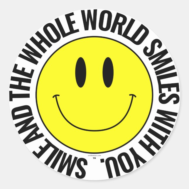 Lächeln und die ganze Welt lächelt... Smilie Stick Runder Aufkleber (Vorderseite)