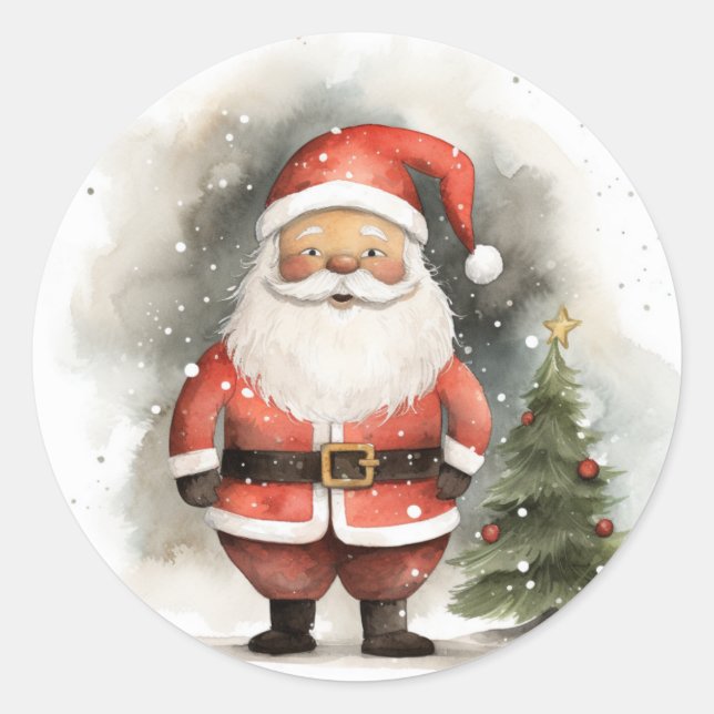 Lächeln und Freude: Black Santa Edition Runder Aufkleber (Vorderseite)