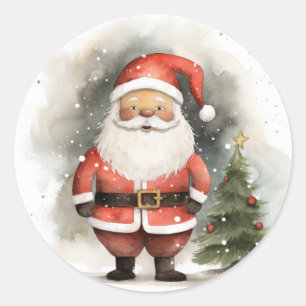Lächeln und Freude: Black Santa Edition Runder Aufkleber