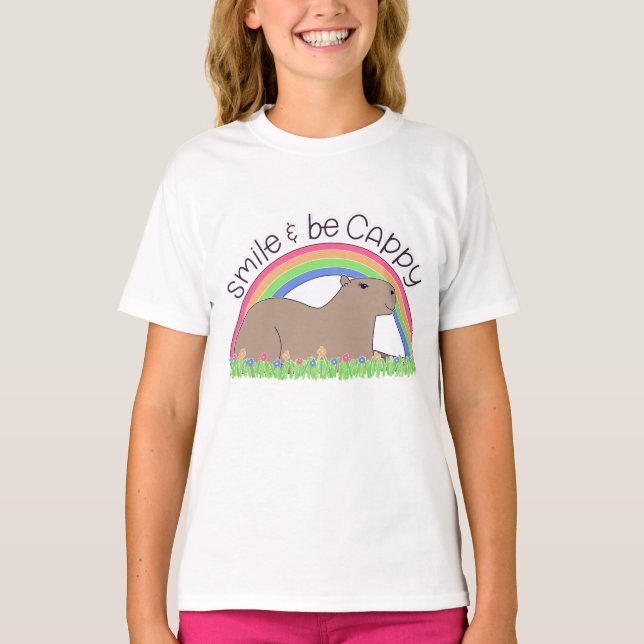 Lächeln und niedliche glückliche capybara sein T-Shirt (Vorderseite)