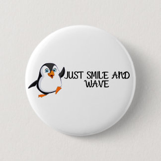 Lächeln und schweben Pinguin Button