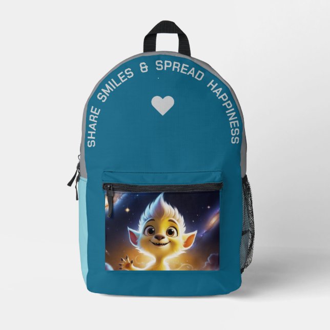 Lächeln und Wohlfühlen teilen Bedruckter Rucksack (Vorderseite)