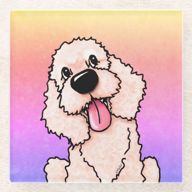 Lächeln von Labradoodle Glasuntersetzer (Vorderseite)