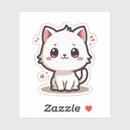 Lächeln White Kitten - Niedliche Pastel Art Aufkleber