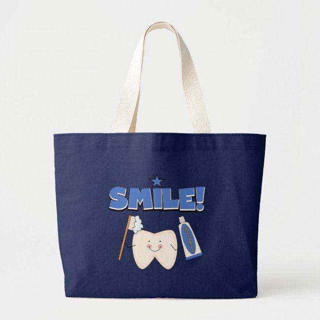 LÄCHELN - Zahn-T - Shirts und Geschenke Jumbo Stoffbeutel (Vorne)