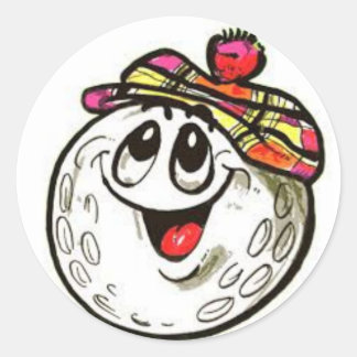 Lächelnd auf dem Sticker für den Golfball