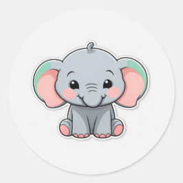 Lächelnd Baby Elephant mit blütigen Wangen Runder Aufkleber