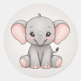Lächelnd Baby Elephant mit blütigen Wangen Runder Aufkleber