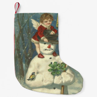 Lächelnd Cherub Snowman Kleeblatt Songbird Kleiner Weihnachtsstrumpf