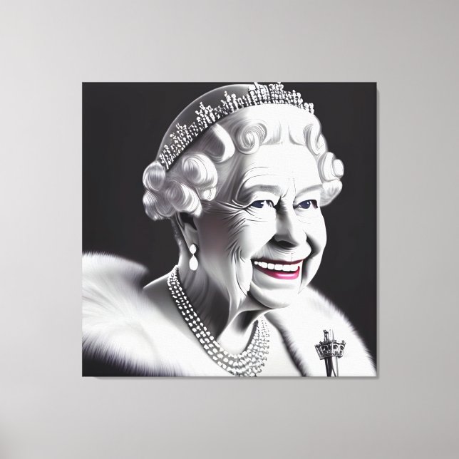 Lächelnd Crowned Queen Elizabeth Wall Art Leinwanddruck (Vorderseite)