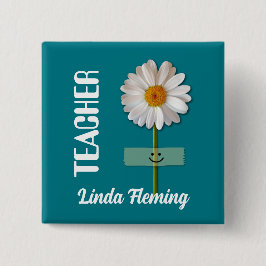 Lächelnd Daisy Individuelle Name Button für Lehrer
