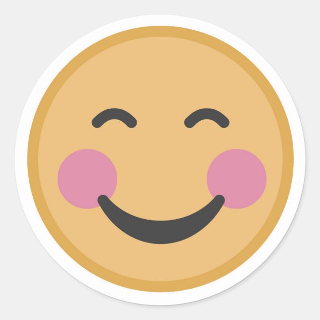 Lächelnd Emoji Blushing Face Runder Aufkleber (Vorderseite)