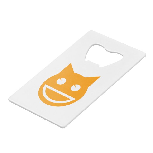 Lächelnd Emoji Cat Geldbeutel Flaschenöffner (Vorderseite Schrägansicht)
