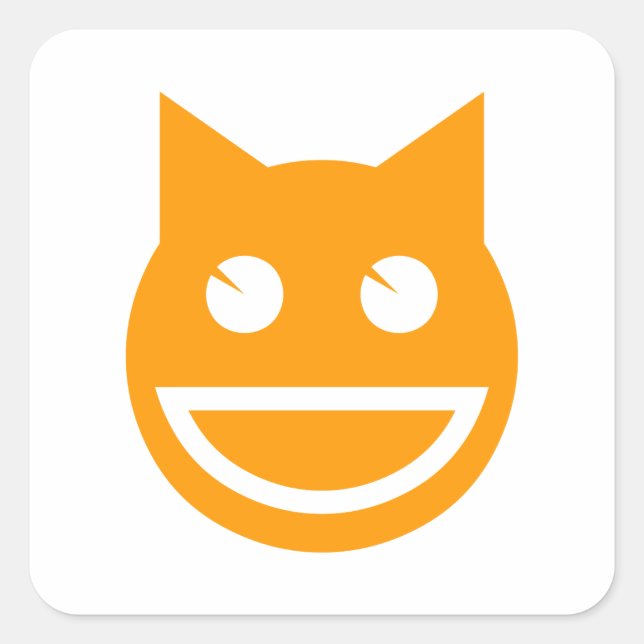 Lächelnd Emoji Cat Quadratischer Aufkleber (Vorderseite)