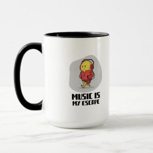 lächelnd Emotion mit Kopfhörern Tasse