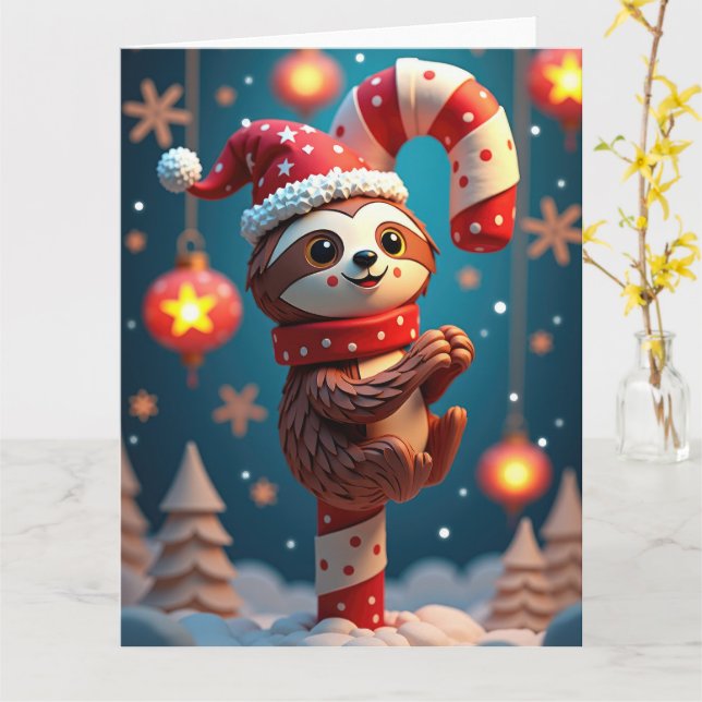 Lächelnd Faulthang von Candy Cane Weihnachten Karte (Gelbe Blume)