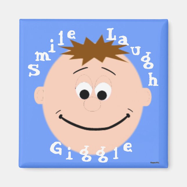 Lächelnd Gesicht Brown Haar Junge Magnet (Vorne)