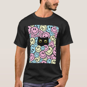 Lächelnd Gesicht glücklich Lächeln Niedlich Katze  T-Shirt