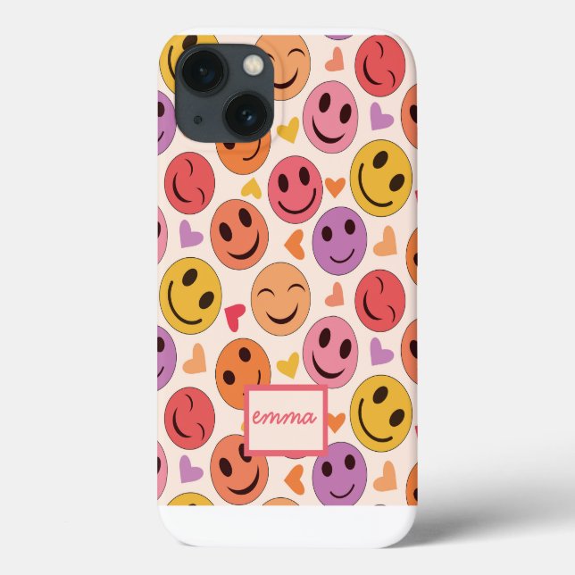 Lächelnd Glückliche Gesichter mit Herzen individue Case-Mate iPhone Hülle (Rückseite)