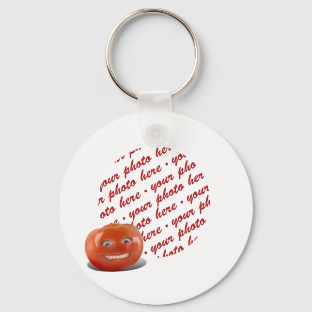 Lächelnd glücklicher Tomato Foto Rahmen Schlüsselanhänger (Vorderseite)