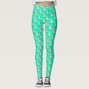 lächelnd glückliches Lama Alpaka Cartoon Tier Zeic Leggings