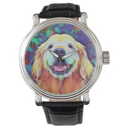Lächelnd Golden Retriever Hund in lebhaften Farben Armbanduhr