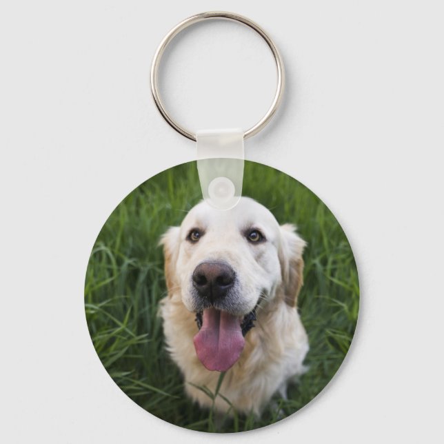 Lächelnd Golden Retriever Schlüsselanhänger (Vorderseite)