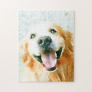 Lächelnd Goldener Retriever in Wasserfarbe