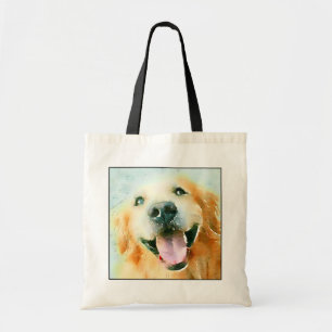 Lächelnd Goldener Retriever in Wasserfarbe Tragetasche