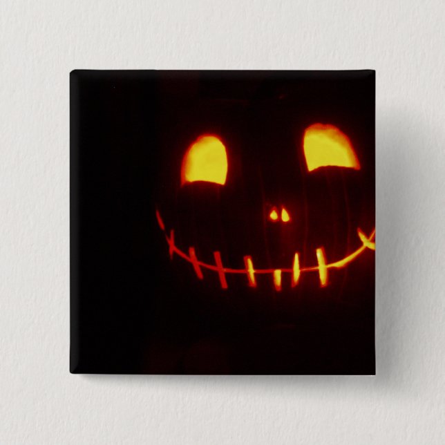 Lächelnd Halloween Jack-o-Lantern Button (Vorderseite)