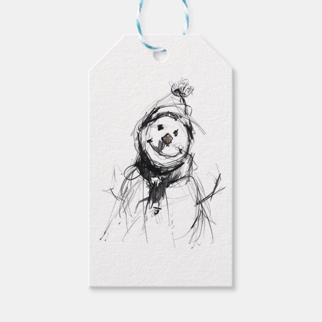 Lächelnd Happy Snowman Geschenkanhänger (Vorderseite)