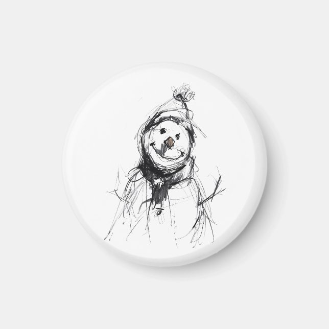 Lächelnd Happy Snowman Magnet (Vorne)