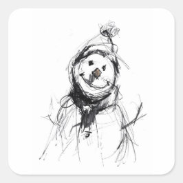 Lächelnd Happy Snowman Quadratischer Aufkleber