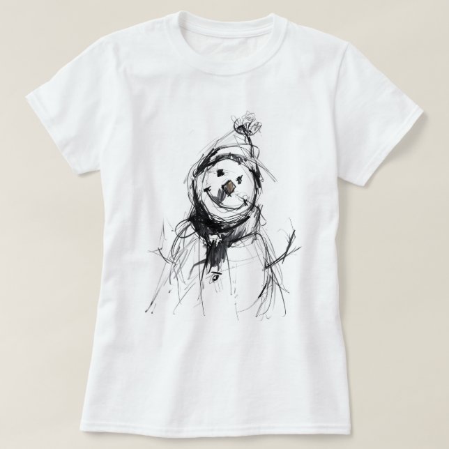 Lächelnd Happy Snowman T-Shirt (Design vorne)