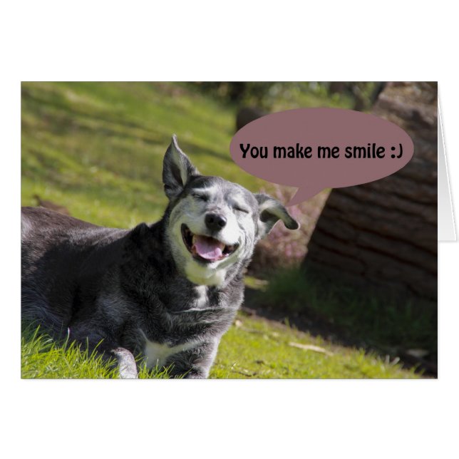 Lächelnd Hund "macht mich zum Lächeln" Spaß Karte (Vorderseite (Horizontal))