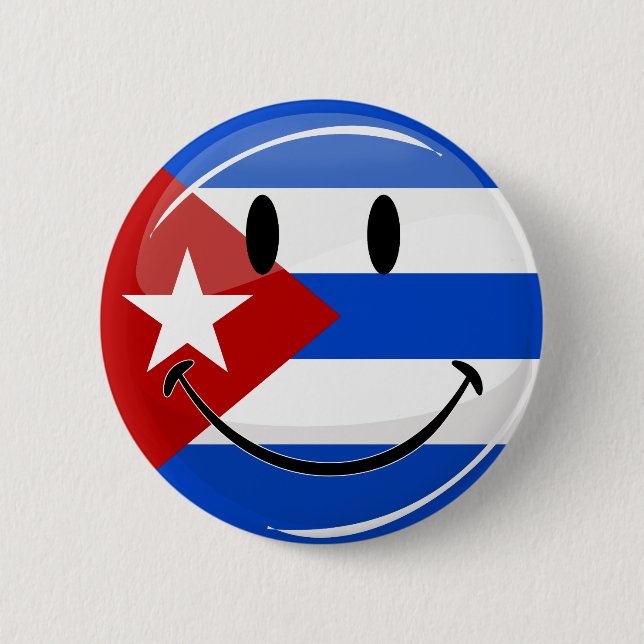 Lächelnd kubanische Flagge Button (Vorderseite)