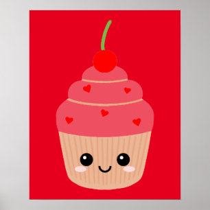 Lächelnd Kuchen Print, süße Zimmerdekoration, Nied Poster