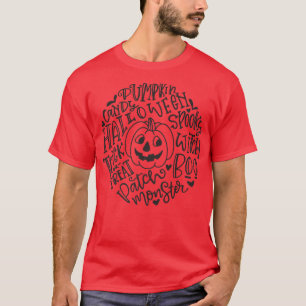 Lächelnd KürkenkHalloween Typografie Worte Happy H T-Shirt