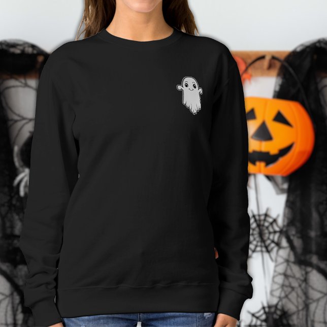 Lächelnd Little Ghost Cartoon Charakter Halloween Sweatshirt (Minimalist yet cute design for the Halloween season.)